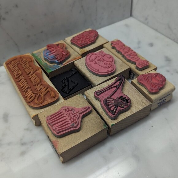Bundle of 9 Rubber Stamps Mixed Brands Crafts Scrapbooking - Picture 8 of 10